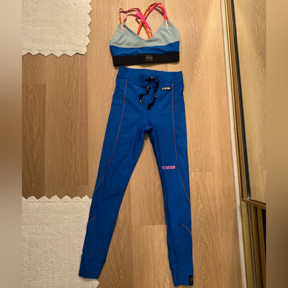 P.E Nation Blue Activewear Set with Pink Accents